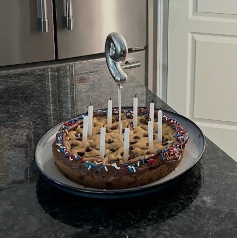 Chocolate chip cookie birthday cake